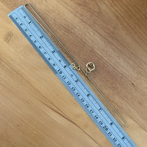 Christian Dior CD Circle Logo Pendant Necklace Gold Rope Chain 15.5-17.5" - Picture 10 of 13